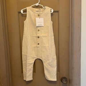 Little Cottonwood Beige Sleeveless Buttoned Jumpsuit
